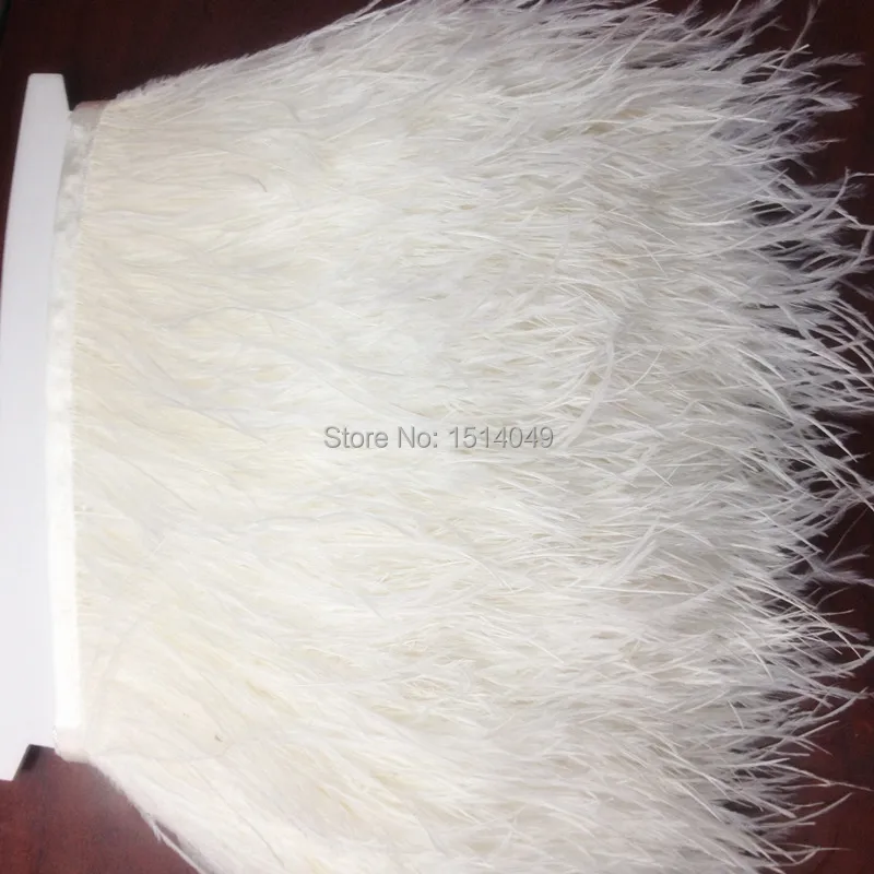 

Free shipping wholesale high quality natural 10yards Ostrich feathers Ribbon decorative white 4-6inch/10-13cm Width