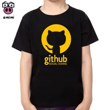 Children Github Fashion Print Cotton T-shirts Boy Girl Short Sleeve Soft Black T-shirt Baby Brand Clothes Boys Christmas Shirt майка print bar github