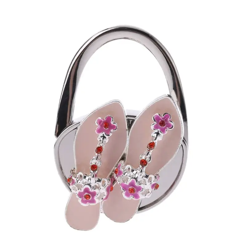 

Rhinestone Folding Deck Shoes Shaped Purse Hanger Handbag Holder Table Hook Gift Home Use Organization Multi-Purpose Hooks