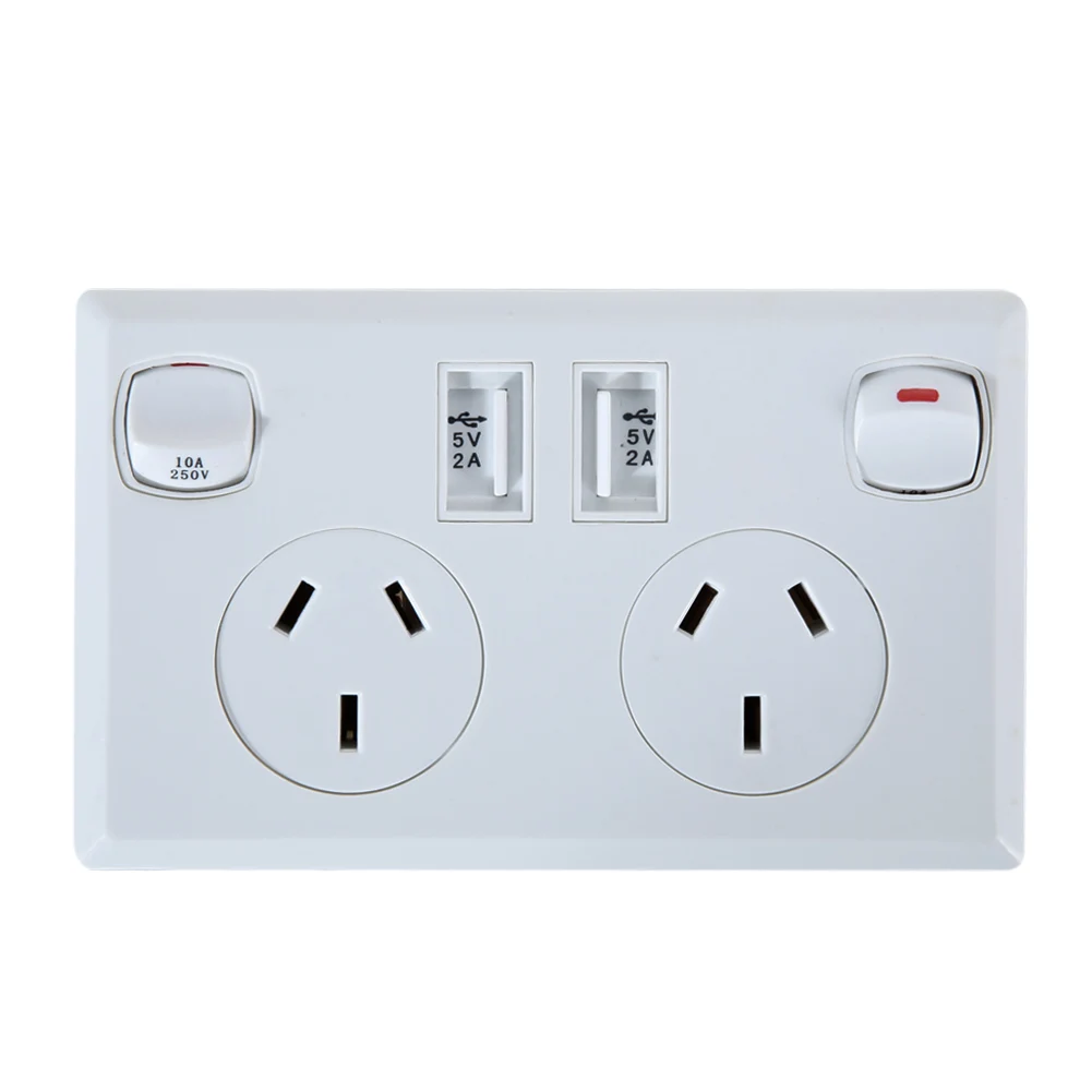 

Double USB Australian AU Plug Electrical Wall Socket Home Power Point Supply Plate 2 Switch Home Improvement Tools