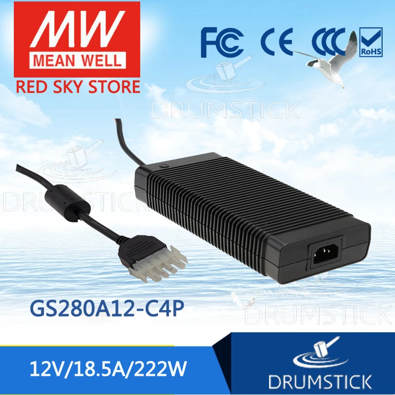 

MEAN WELL GS280A12-C4P 12V 18.5A meanwell GS280A 12V 222W AC-DC Industrial Adaptor [Real6]