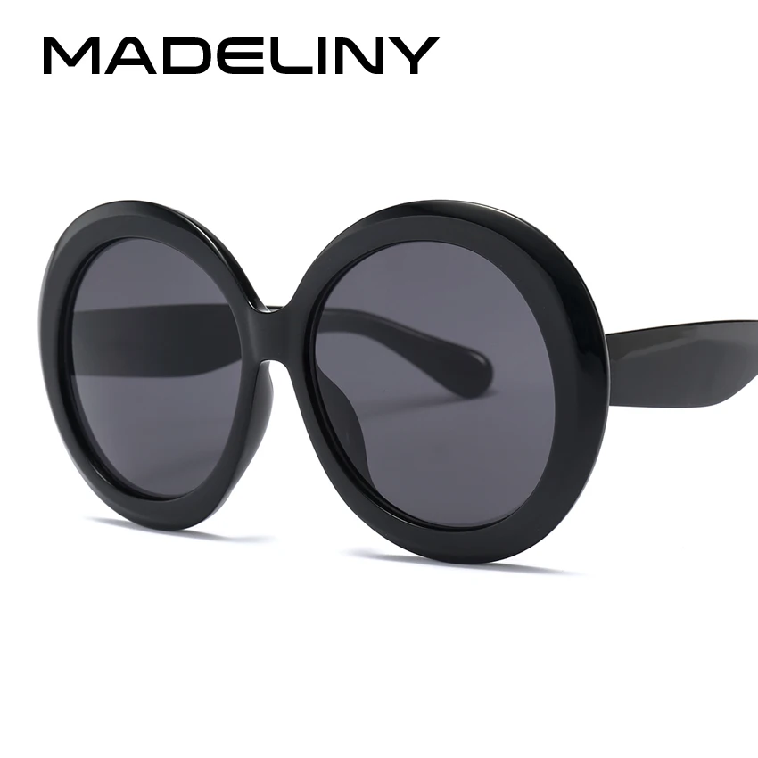 

MADELINY Oversized Fashion Women Round Sunglasses Brand Design 2018 New Women Vintage Black Green Shades UV400 MA419