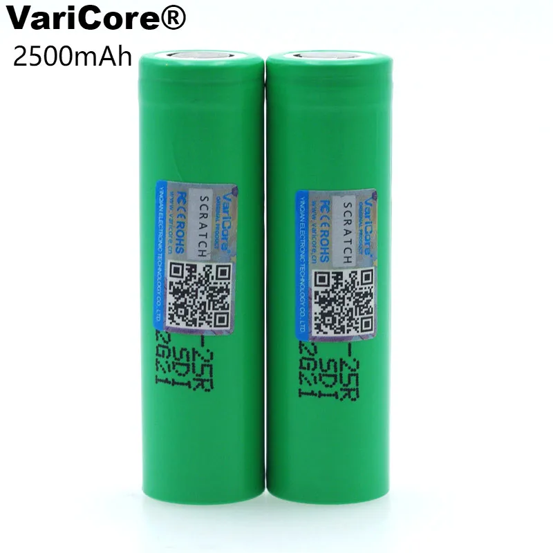 4 шт. VariCore 18650 2500 мА/ч Перезаряжаемые батарея 3 6 V INR1865025R 20A разряда батареи для