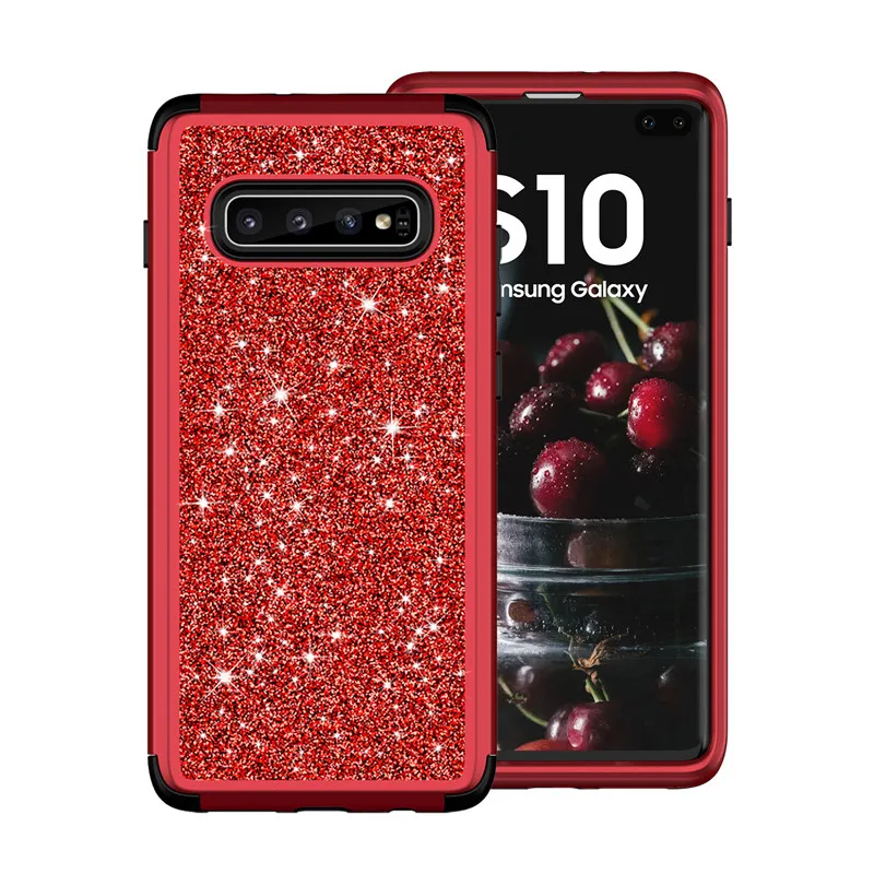 Роскошный блестящий яркий Жесткий чехол со стразами для samsung s9 s10 Plus note9 note8, ударопрочный гибридный защитный чехол на 360 градусов