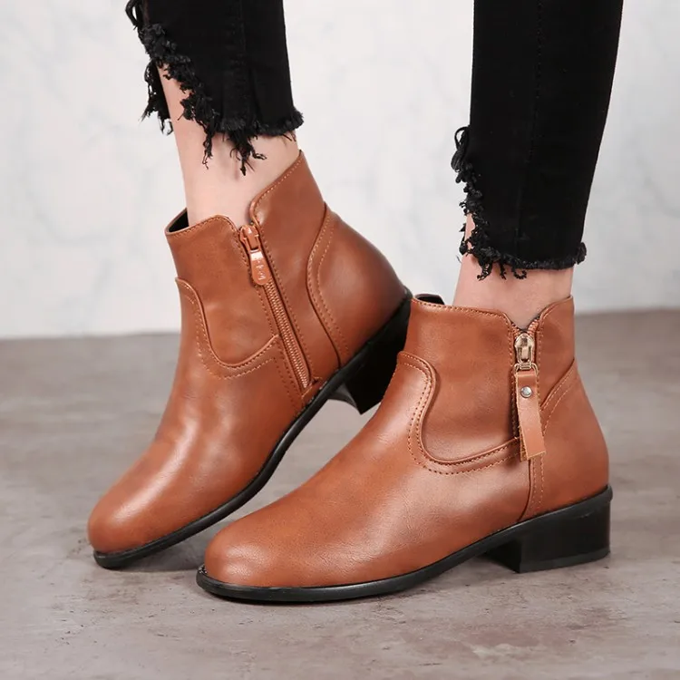 

Big Size 11 12 13 14 15 Round-headed, thick-heeled, low-heeled, square-heeled, side zipper, short-barreled Martin boots