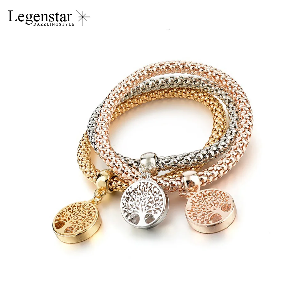 

Legenstar Gold Plated Tree of Life Charm Bracelets Popcorn Chain Jewelry For Women 2017 New Fashion Fashion Multilayer Bracelet