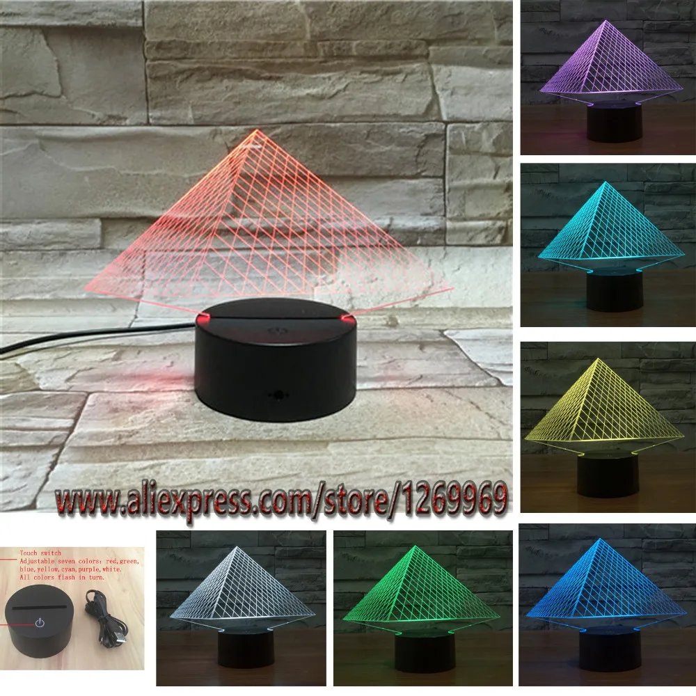 2017 Classic Egypt Pyramid 3D USB LED Lamp Tridimensional Geometry