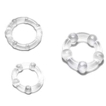 camaTech 3Pcs Silicone Beaded Penis Rings Delaying Ejaculation Cock Rings Lock Ejaculation Constriction Donuts Sex Rings For Men 4
