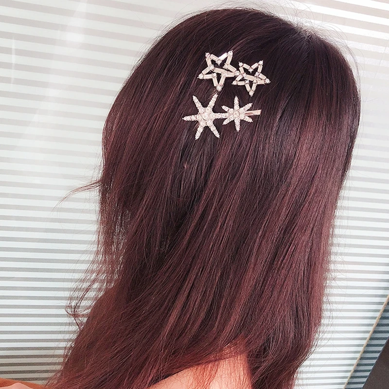 

1 PCS 2019 New Shiny Rhinestone Hollow Star Hair Clip For Girls Temperament Fashion Women Hair Pins Tiara Accessories Gift