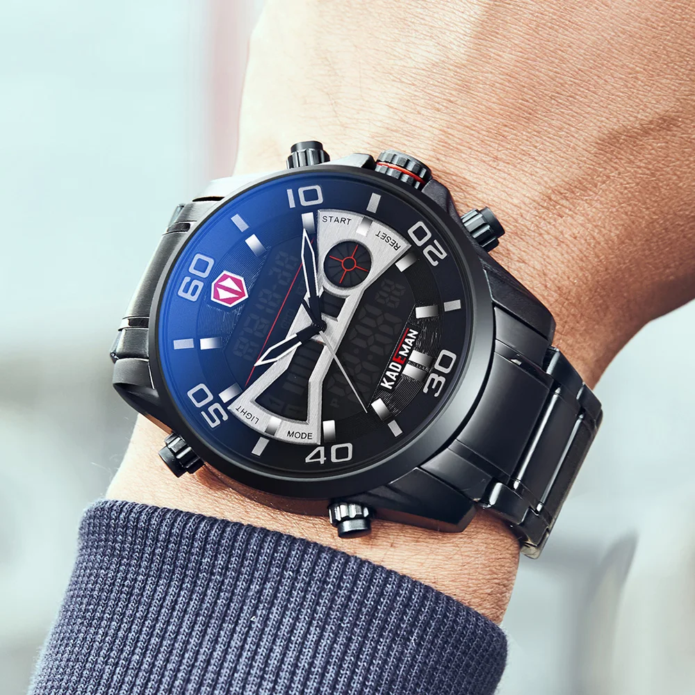 Günstig 6171 KADEMAN Mode Sport Uhr Männer Quarz Digital Herren Uhren Top Brand Luxus Wasserdicht Armee Militär Voller Stahl Armbanduhr