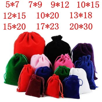 

10 pcs/lot 5x7cm 7x9cm 9x12cm 10x15cm Coloful Velvet Pouches Jewelry Packaging Display Drawstring Packing Gift Bags & Pouches