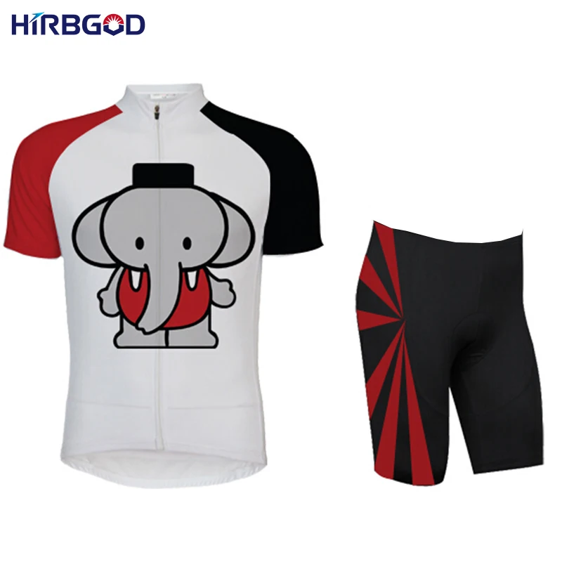 Hirbgod велосипедные наборы для мужчин MTB летняя велосипедная одежда нагрудник шорты слон мультфильм короткий рукав Велоспорт Джерси Набор, NM025