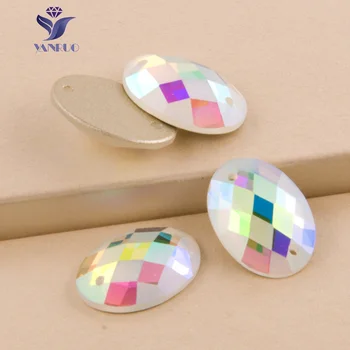 

YANRUO Oval Glass Sew-on Crystal Rhinestones Matte Face With 2 Holes DIY for Needlework