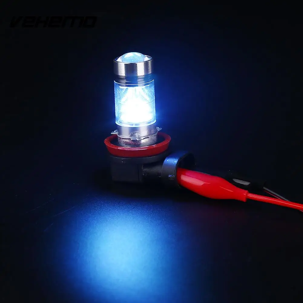 Vehemo 2pcs H11 H8 100W Car Safe Fog Lights 8000K Ice Blue LED Bulb