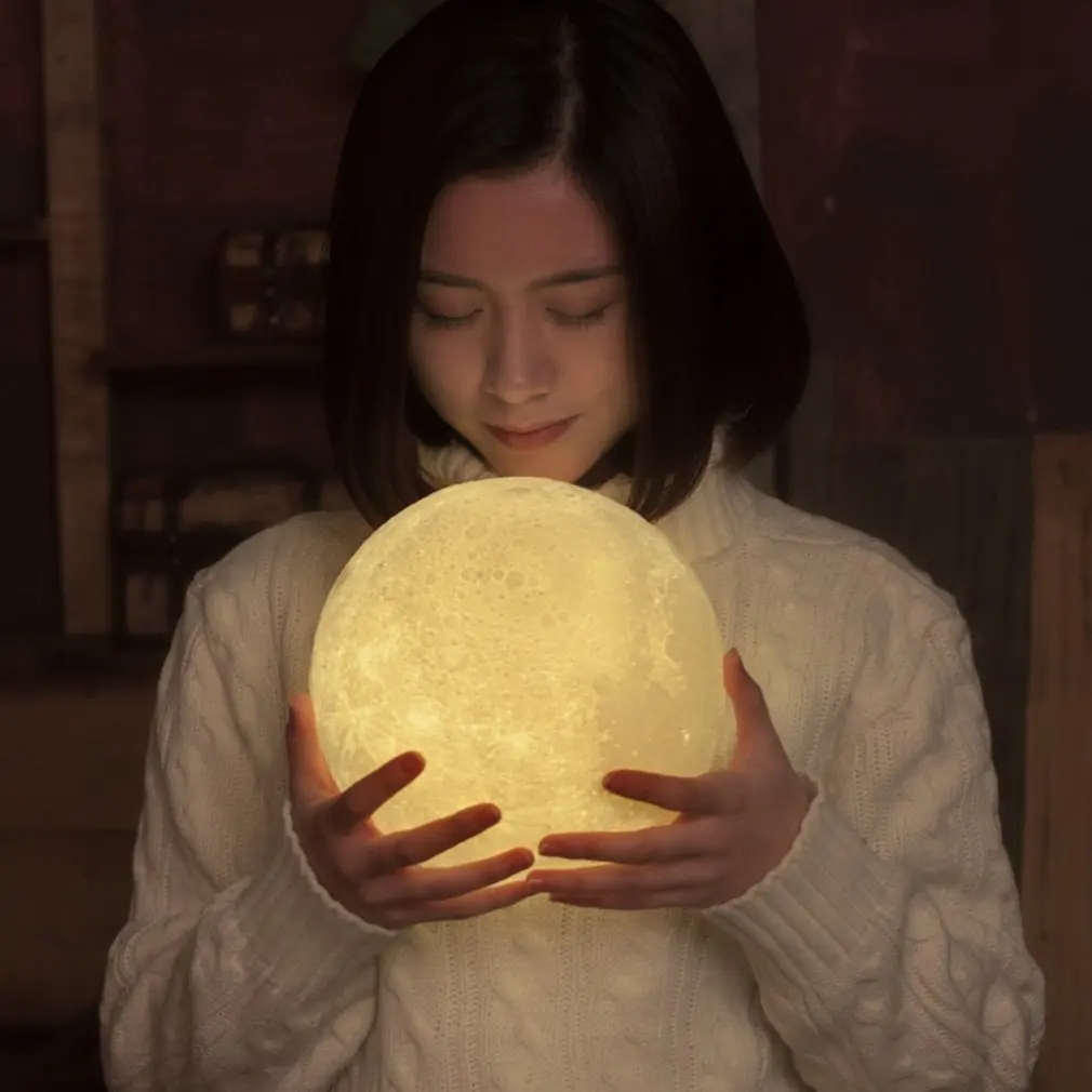  ICOCO 3D Print Moon Lamp LED Lunar Touch Sensor Control Night Light Desktop Table Lamp For Home Dec - 32853756022