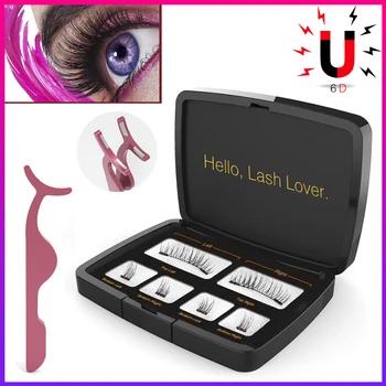 

6pcs 3D makeup Magnetic Eyelashes False make up Eyelashes Mink Lashes Full Strip Lashes Tweezers Double Magnet Fake Eye Lashes