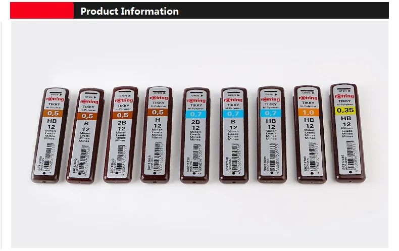 Rotring 0,7 мм/0,5 мм/1,0 мм/0,35 мм механического карандаша B HB H 2B 2 H автоматический стержни для карандаша эскиз дизайн 4 трубки/лот