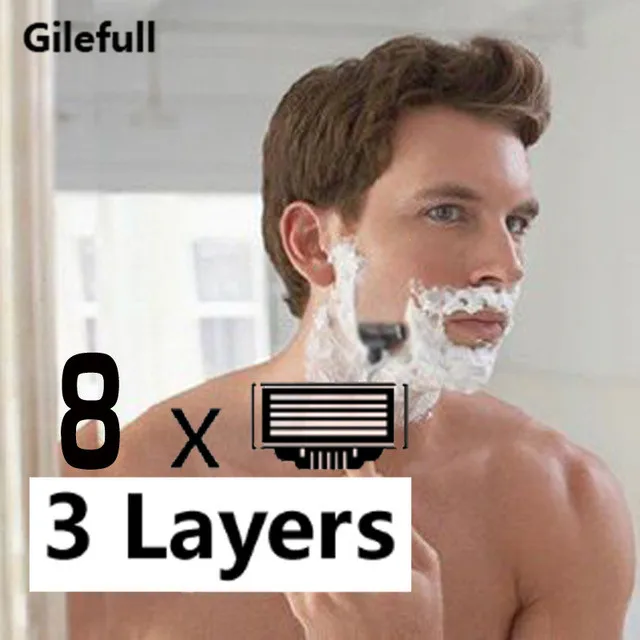 

Turbo! 8pcs High quality Razor Blades,Compatible for Gillettee Mache 3 Machine Shaving Razor Blade for Men Face Care