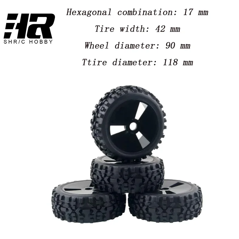 RC 1/8 Car HSP Wheel Rim and Tire 83B-807 for Traxxas Tamiya HPI Kyosho RC Car Hexagonal combination 17 mm diameter118 mm