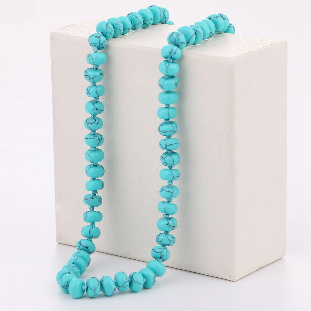 Fashion Jewelry Handmade Turquoise Necklace Beads Rope Chain Choker Necklaces High Personality