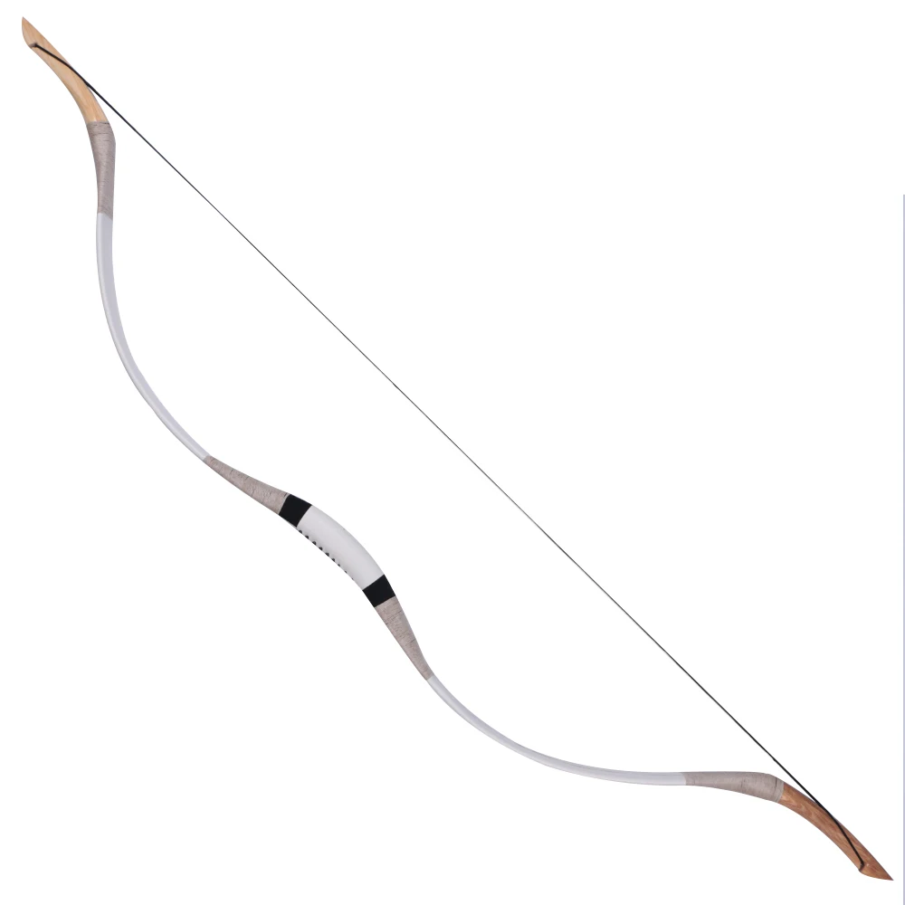 Branco do Couro Recurvo para a Caça ao ar Achery Longbow Caça Arco Adulto Esportes Tiro Tradicional Livre 30-70lbs 9 Arco e flecha