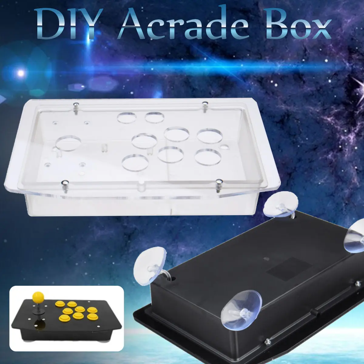 

5mm DIY Clear Black Acrylic Panel Case Sturdy Construction Arcade Joystick Replacement Handle Arcade Game Kit Easy to Install