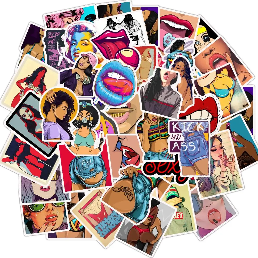 

50PCS Pack Sexy Girls Stickers Set Toy Travel Sticker For Luggage Skateboard Laptop Stationery Anime Girls Stickers