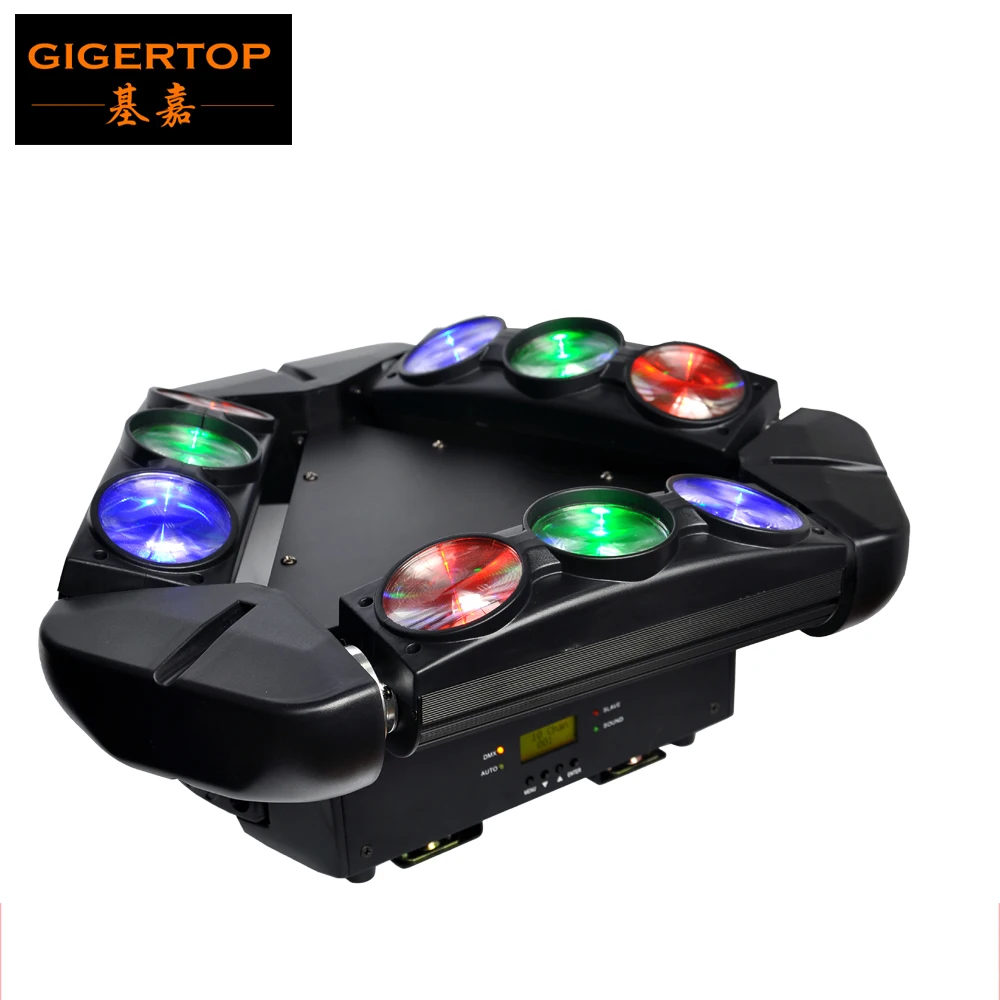 

Free Shipping TP-L1026 LED Stage Light 9 Eyes 10W RGBW Spider Beam Light Infinite Rotation Sueper Beam Light 140W