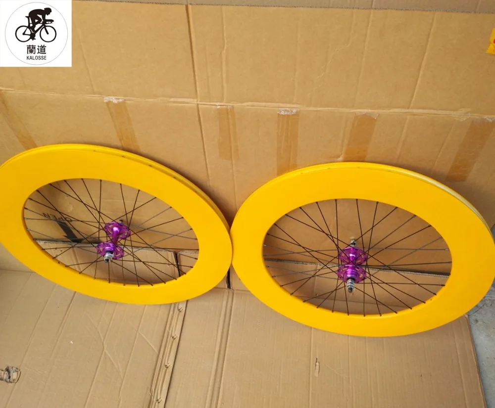 Clearance Kalosse  DIY  color  Fixed gear bicycle wheels Fixed gear bikes wheel  ball  hubs 90mm 700*23C   aluminum alloy 2