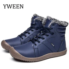 YWEEN/Новинка; мужские водонепроницаемые ботинки; теплые плюшевые кожаные ботинки; мужские Противоскользящие ботильоны; размеры 36-48