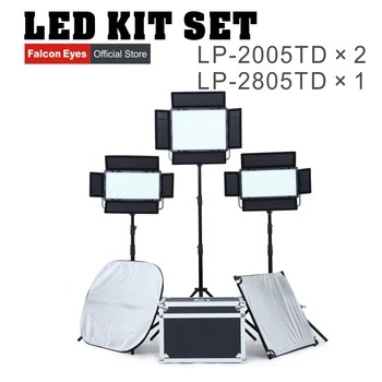 

Falcon Eyes 100W Photography Equipment Studio Light LP-2005TDx2+140W Professional LED Video Lamp LP-2805TD With LCD Kit Set