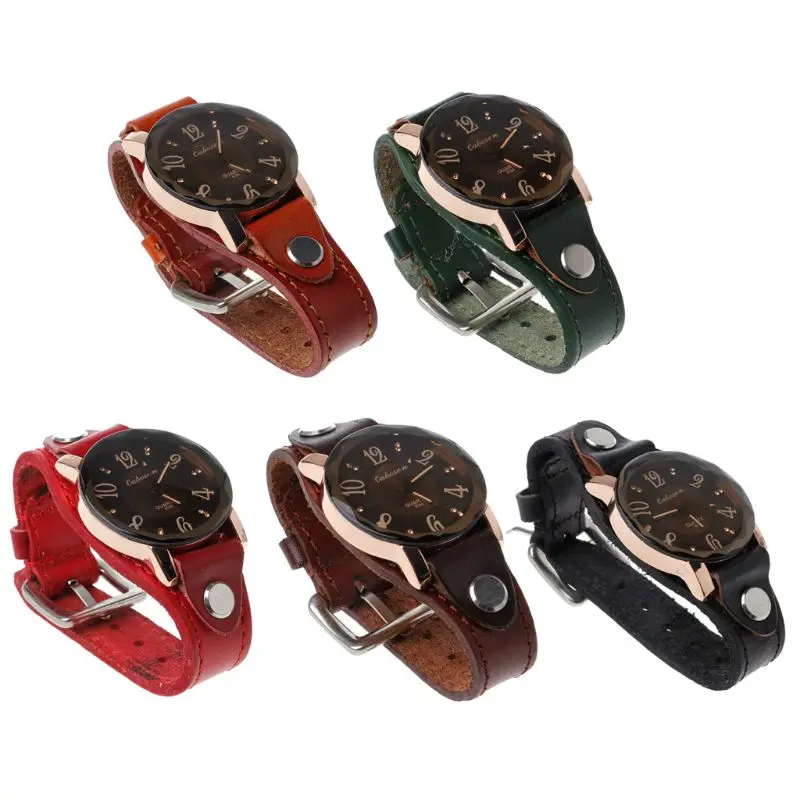 

Quartz Watch Round Head Trend Retro Imitation Leather Watches Jewelry Alloy Dial Fashion Luxury Charm Gifts