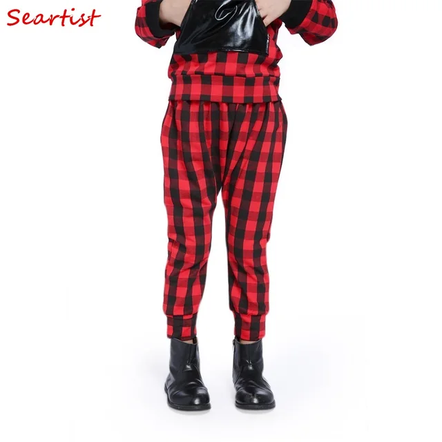 seartist christmas pants for boys girls kids red plaid harem pants plaid christmas pants
