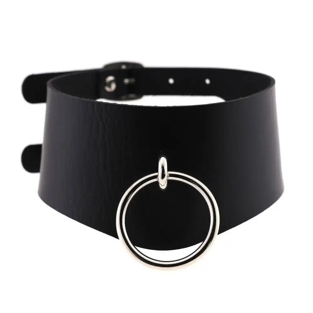 New Sexy Style Punk Gothic Circle Choker Goth Leather Bondage Collar O Round Choker Necklace Bdsm New Sexy Style Punk Gothic Circle Choker Goth Leather Bondage Collar O Round Choker Necklace Bdsm