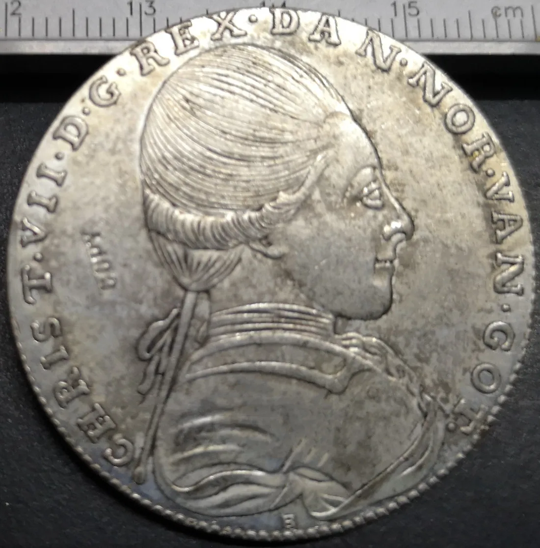 1771 Дания 1 крона христианская (день рождения короля) Посеребренная копировальная