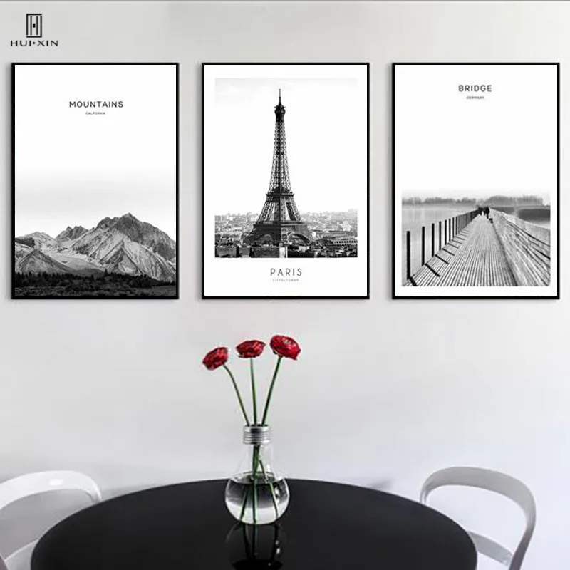 Theme Of City Scenery Printing Canvas Pictures Helsinki Landscape Long Bridge Wall Posters Eiffel Tower Paintings For Home Decor