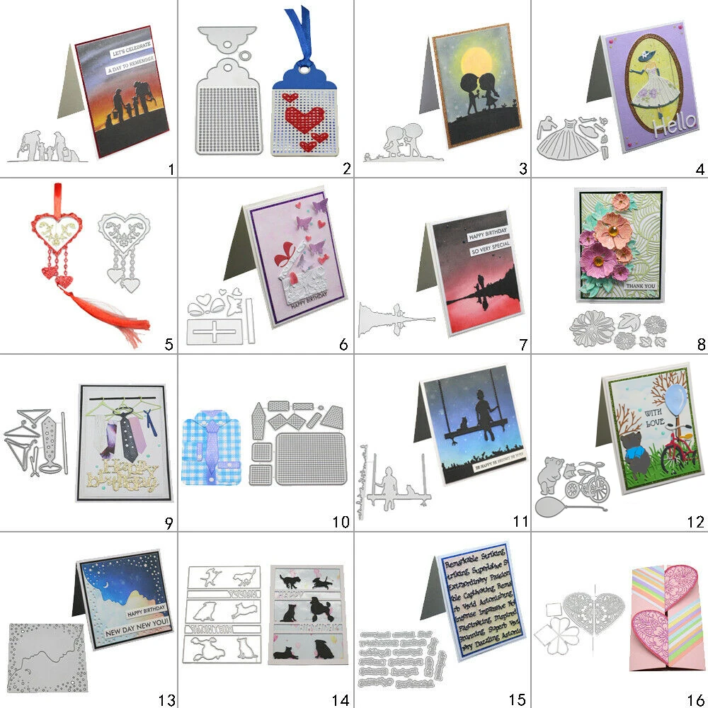 

DIY Travel Family Metal Cutting Dies Stencil Scrapbook Card Album Embossing Craft Art Tag Shirt Dogs Heart Tie Beauty Lady