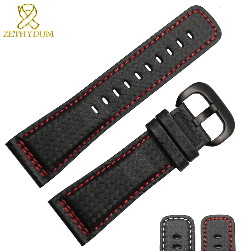 

Genuine leather bracelet mens watches watch strap 28mm Watchband Red stitching Thick wristwatches band for Friday