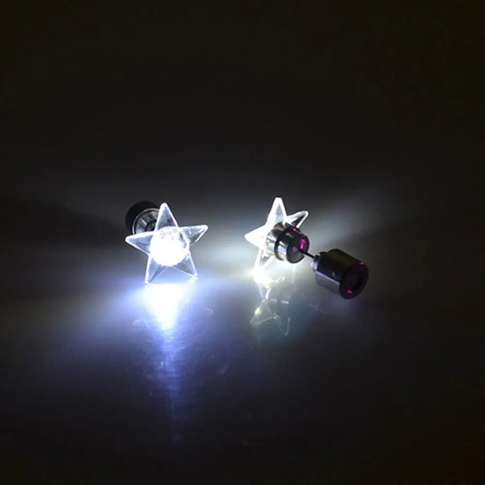 

1Pc Stainless Steel Stud Earring with LED Star Cubic Zirconia Stone Light Up Bling Ear Studs For Nightclubs Dance Hall