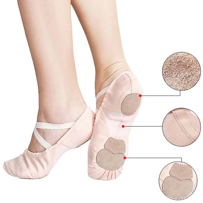 

USHINE Quality Wear-Resistant Non-slip Elastic Canvas Training Breathable scarpe da ballo donna Ballet Dance Shoes Woman