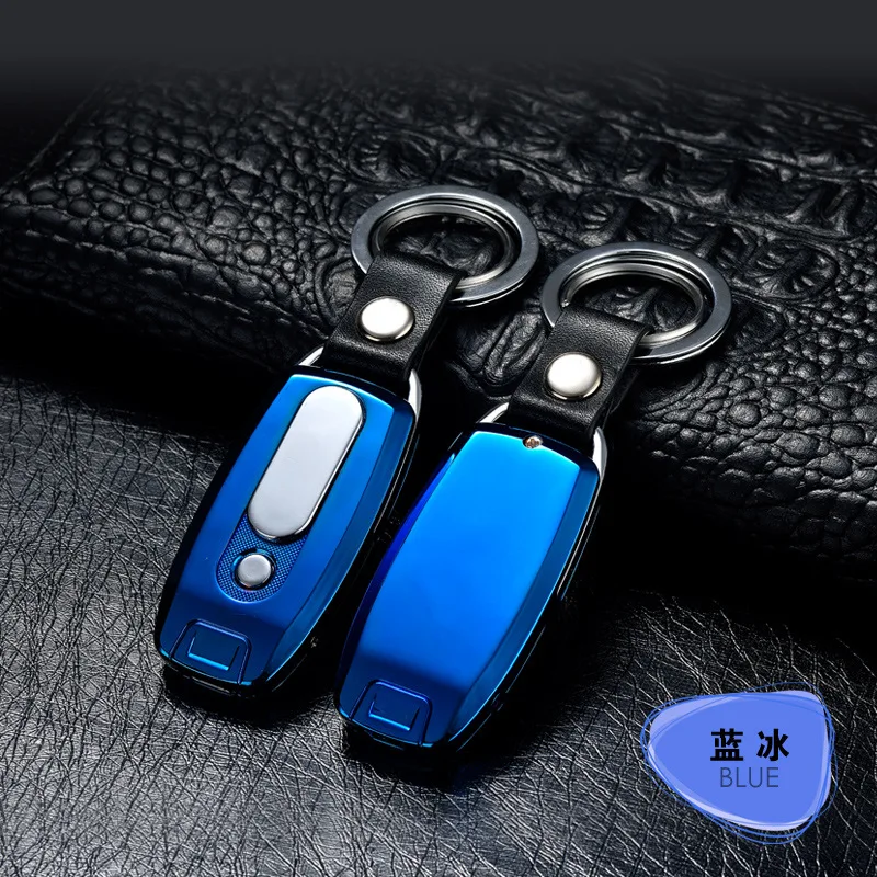 Cool Car Key Chain USB Electronic Lighter Portable Key Ring Encendedor