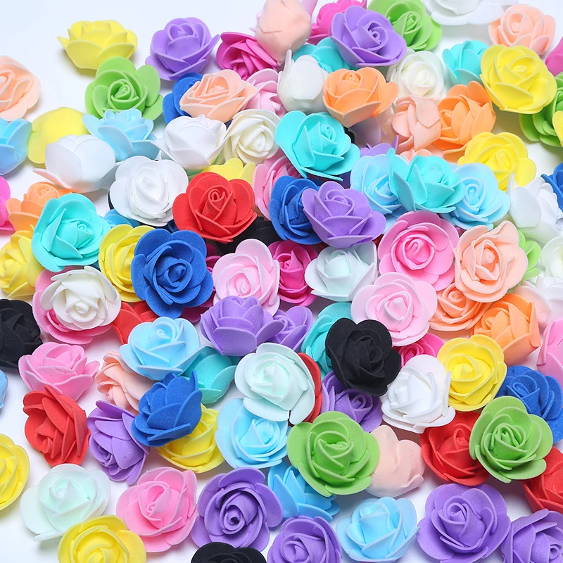 

100Pcs/lot DIY Handmade Foam Flowers 3cm Rose Flower Head Artificial PE Foam Rose Wedding Decoration Scrapbooking Crafts