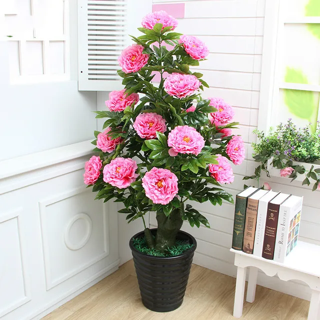 Artificial Plant 140cm Large Ground Peony Flowers Potted Fake Flowers Indoor Artificial Tree Decoration Greenery Planting Artificial Plants Aliexpress