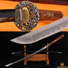 Top Handmade Katana Samurai Japanese Sword Damascus & 1095 Steel Kobuse Blade Brass Dragon Tsuba Clay Tempered Edge Sharp Custom