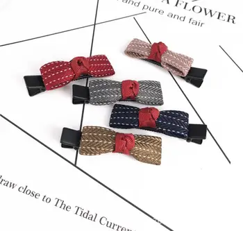 

1PC Delicate Bowknot Side Clip Hair Clip Stripe Hair Clips for Kids Girls