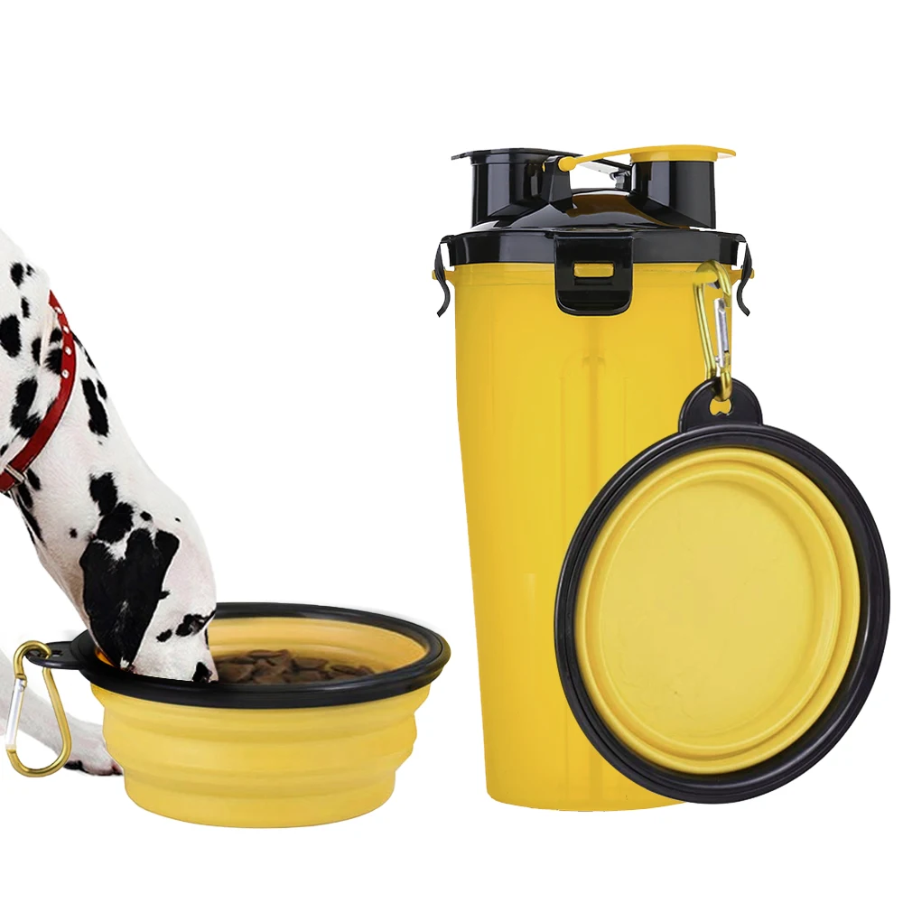 Дозатор воды для собак с чашей 2 в 1 портативная кружка собака контейнер для еды 350 мл/12 унций воды и 250 г закуска путешествия ПЭТ бутылка для воды - Цвет: 17