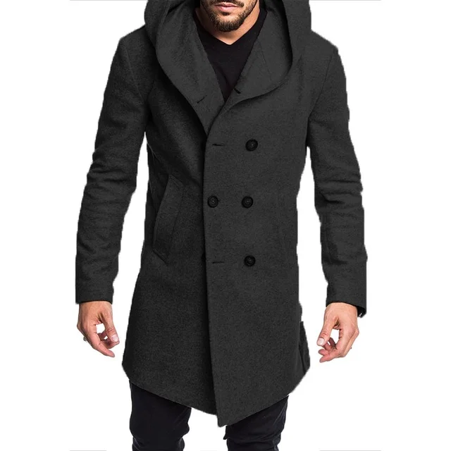 men's winter wool trench coat