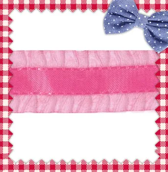 

1-1/2 inch (38mm) Diy hair accessories edges crushed Hot Pink ruffle ribbon