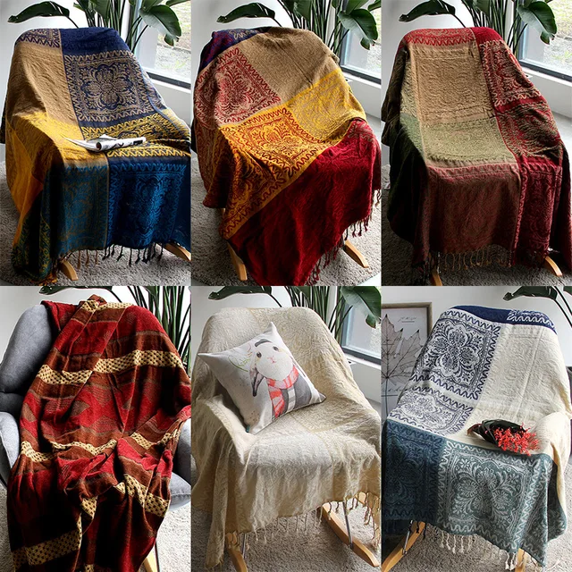 5 Colors Colorful Bohemian Chenille Plaids Blanket Sofa Decorative 5 Colors Colorful Bohemian Chenille Plaids Blanket Sofa Decorative Throws On Bed Large Cobertor