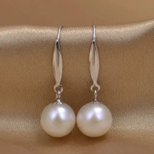 

NEW HOT AAAA 10-11MM natural Akoya white pearl earring 925 siver